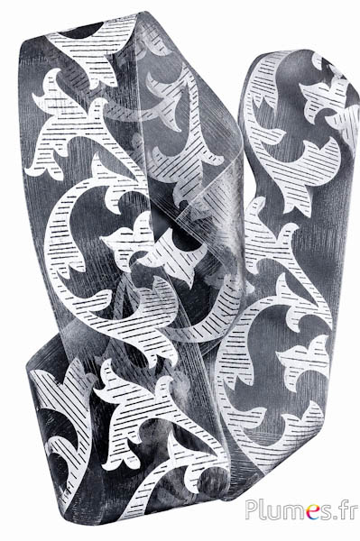 Organzaband - Breite 6 cm - anthrazit-silber